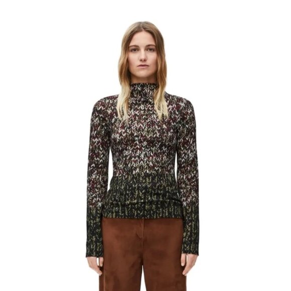 Loewe Luxury Patterned Long Sleeve Cotton Top Multicolor S - Picture 9 of 11